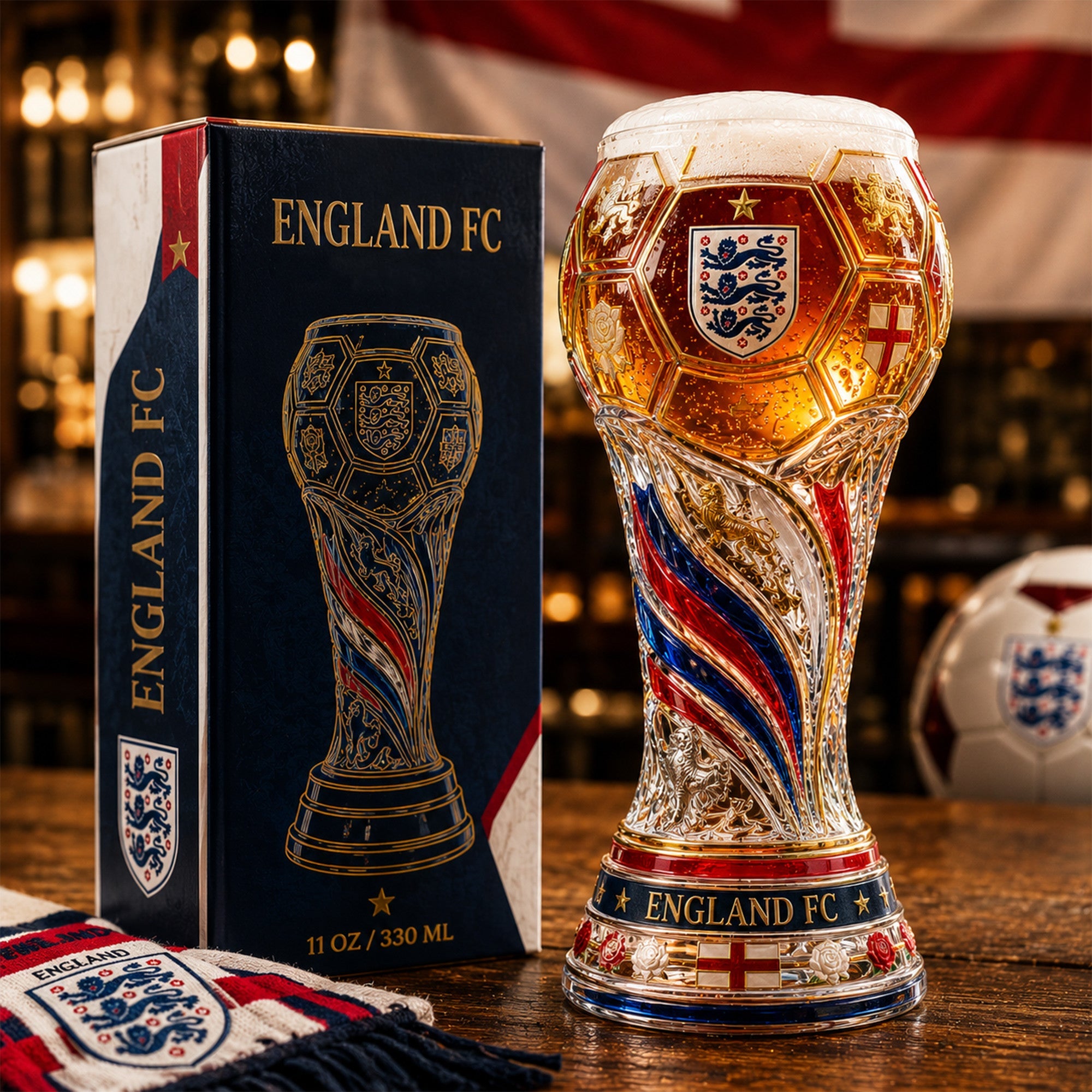 Premium ENG Soccer Trophy Beer Glass TNSM