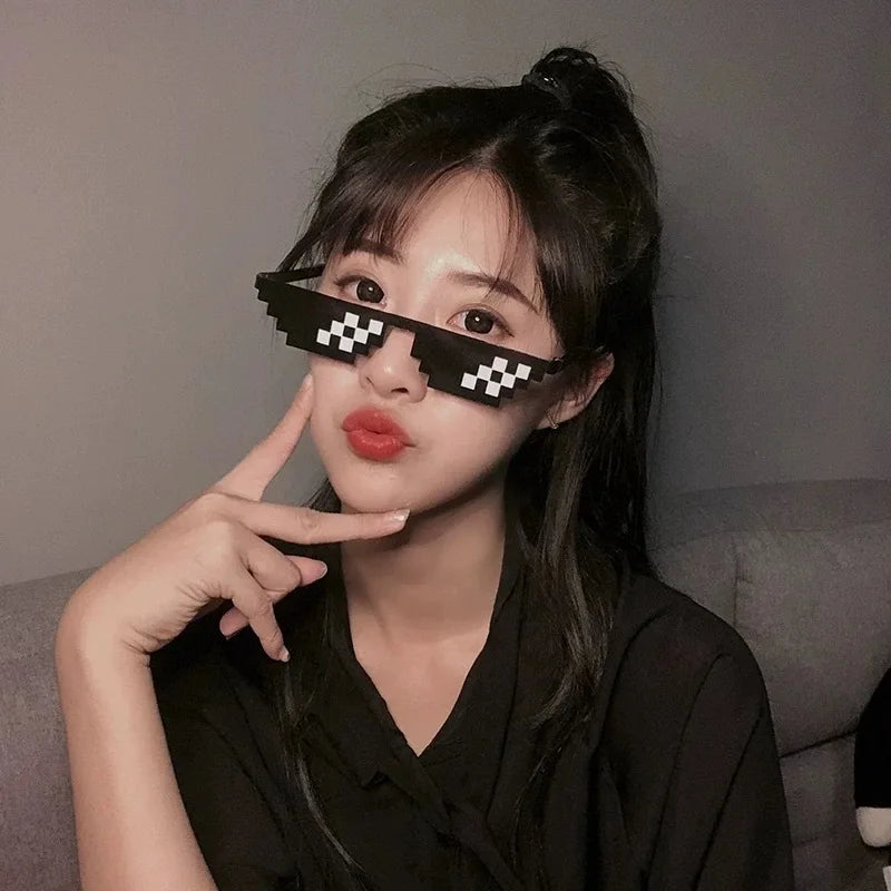 Pixel Mosaic Coded Sunglasses Funny Performance Glasses
