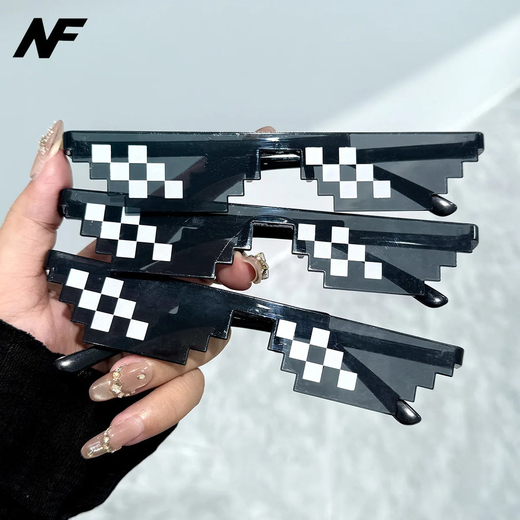 Pixel Mosaic Coded Sunglasses Funny Performance Glasses